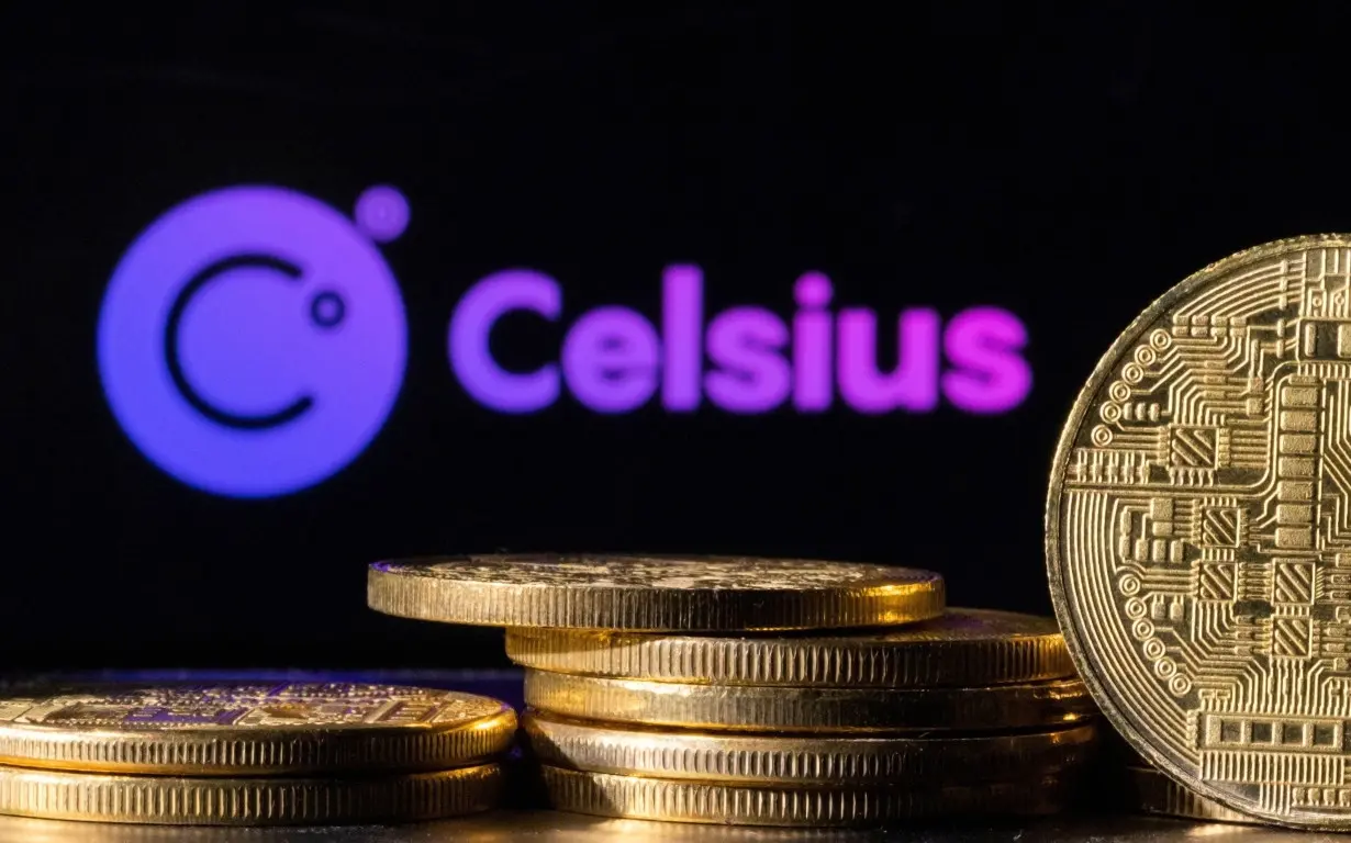 FILE PHOTO: Illustration shows Celsius Network logo and representations of cryptocurrencies