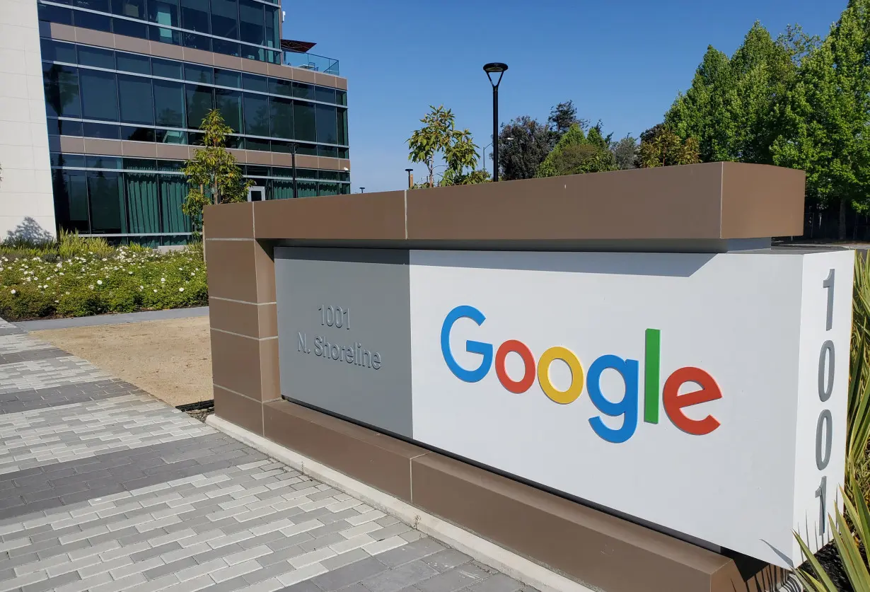 FILE PHOTO: A sign is pictured outside a Google office near the company's headquarters in Mountain View, California