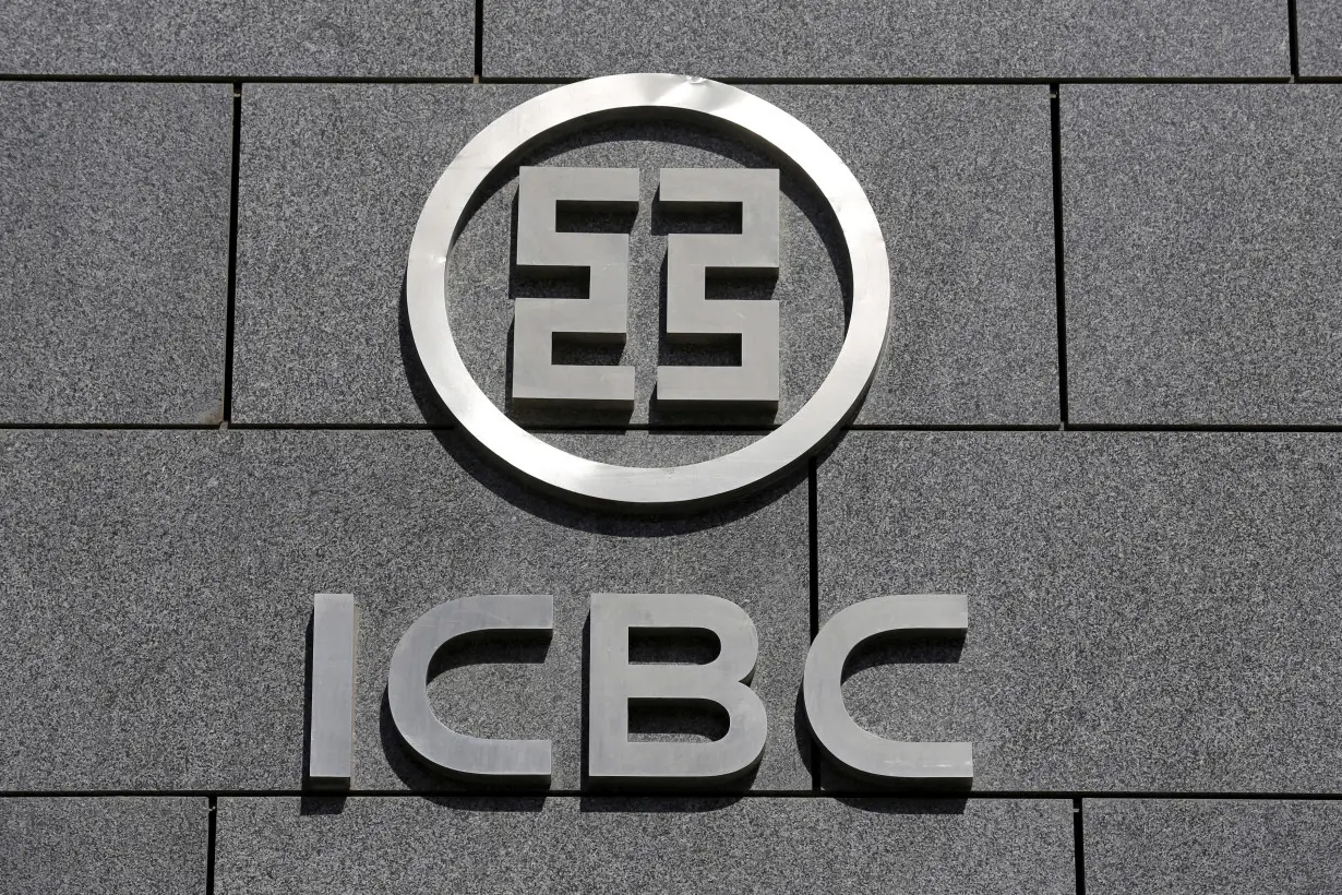 FILE PHOTO: The logo of Industrial and Commercial Bank of China is seen at its branch at its headquarters in Beijing