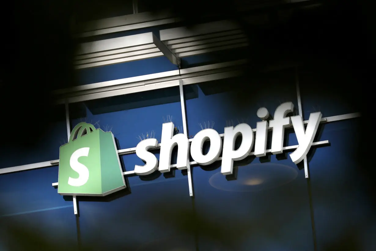 FILE PHOTO: The logo of Shopify is seen outside its headquarters in Ottawa