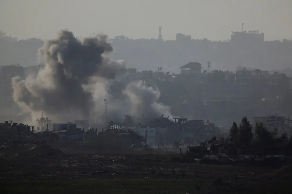 Smoke rises after an Israeli air strike in north Gaza, as seen from southern Israel