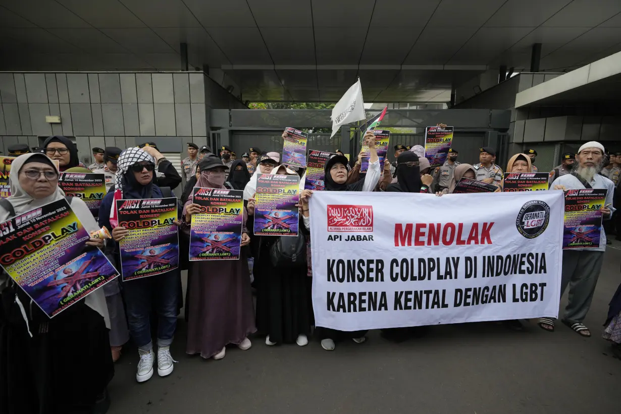 Conservative Muslims protest Coldplay's planned concert in Indonesia over the band's LGBTQ+ support