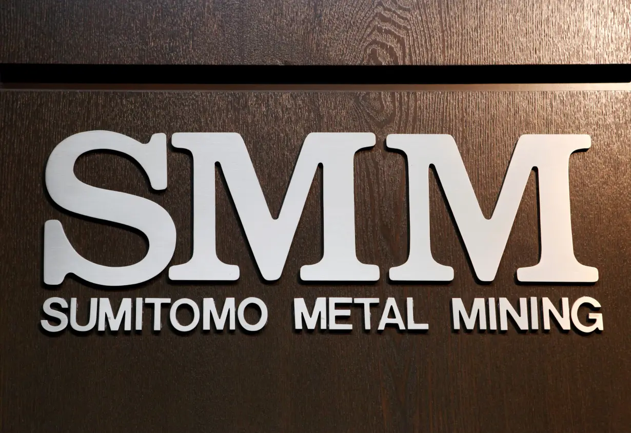 FILE PHOTO: Logo of Sumitomo Metal Mining Co is pictured at the company's headquarters in Tokyo
