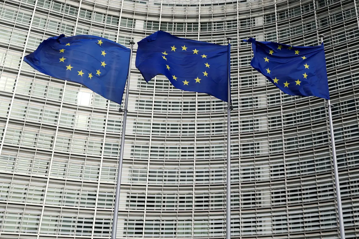 FILE PHOTO: European Union flags fly outside the European Commission in Brussels