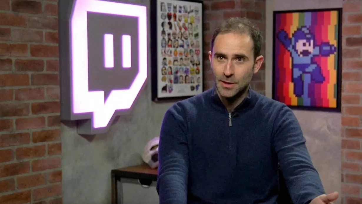 FILE PHOTO: Twitch CEO Emmett Shear speaks in a still image taken from a video interview with Reuters