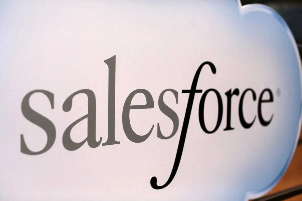 FILE PHOTO: Salesforce sign is seen during the company's annual Dreamforce event, in San Francisco