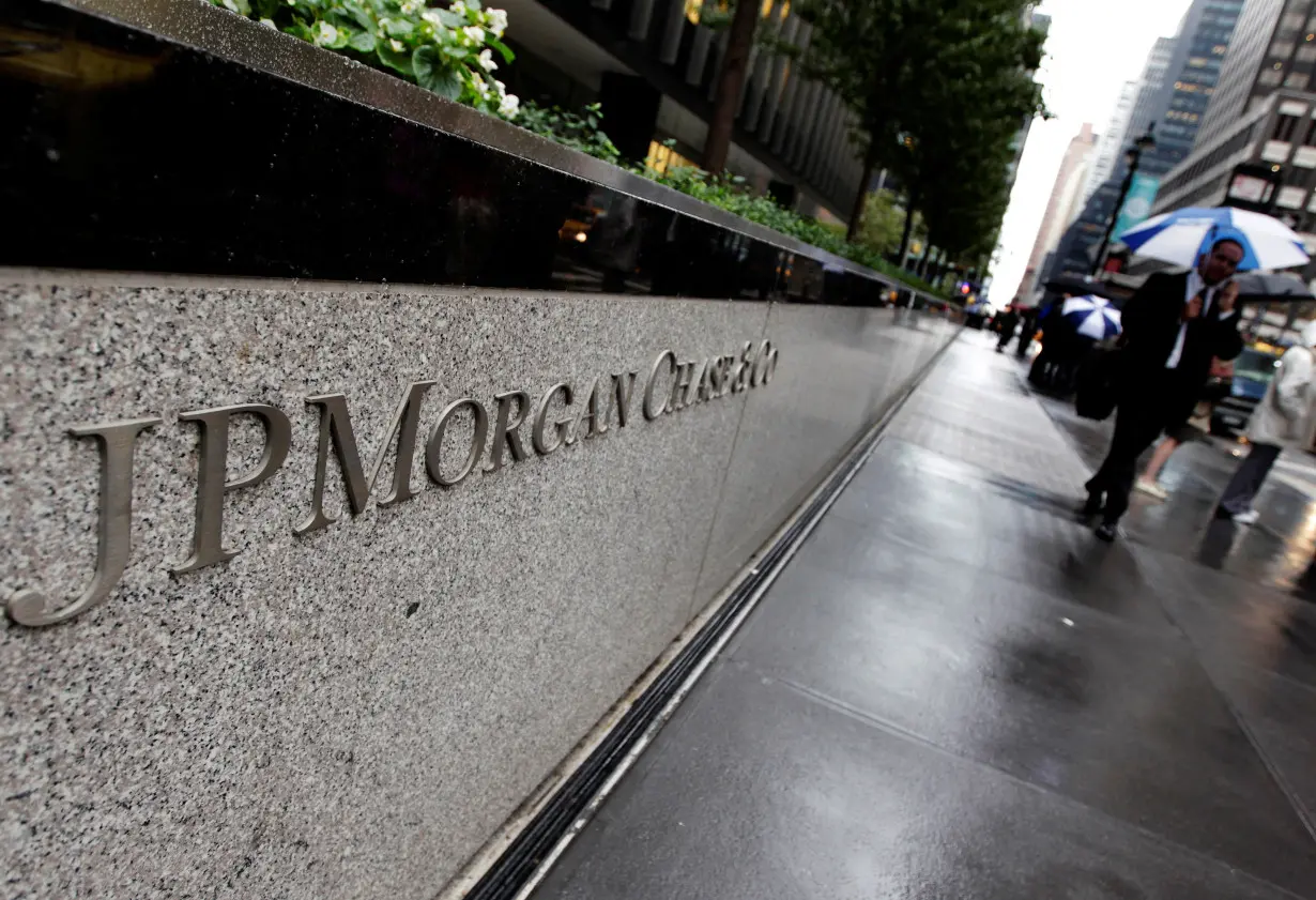 FILE PHOTO: The entrance to JPMorgan Chase's international headquarters on Park Avenue is seen in New York