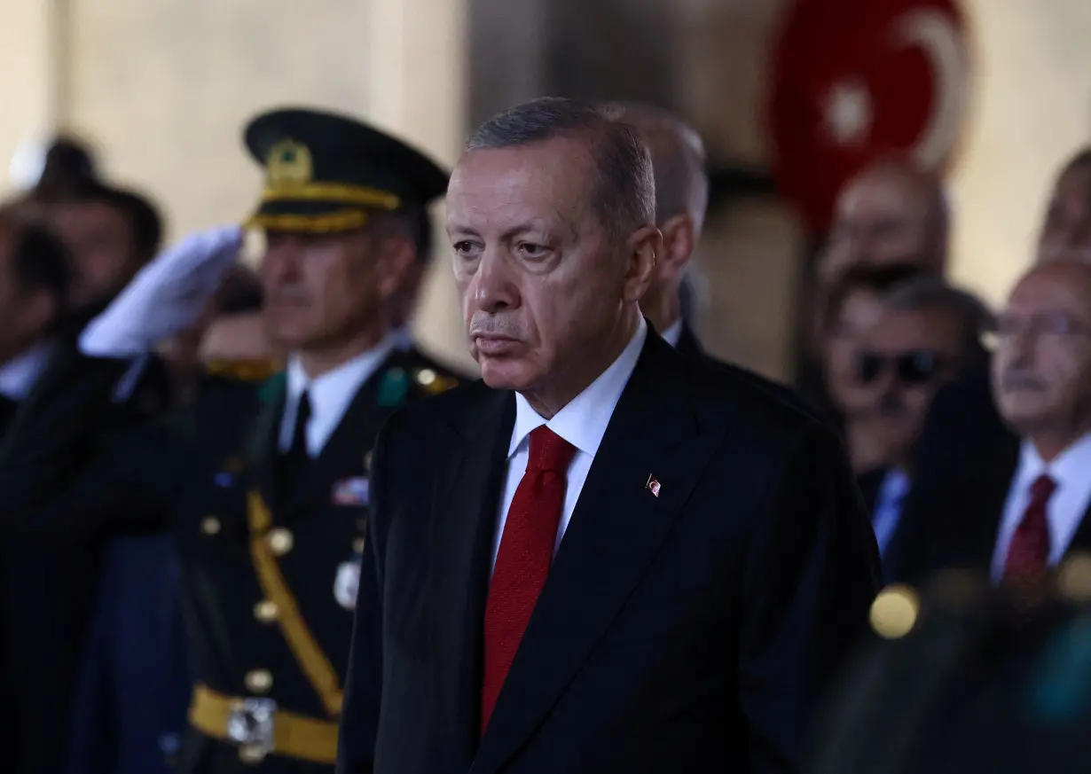 Turkey's President Tayyip Erdogan attends the Republic Day ceremony in Ankara