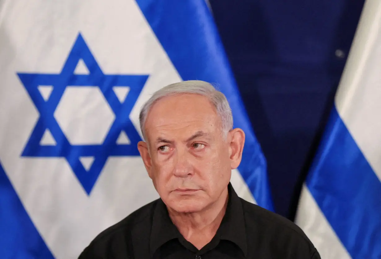 FILE PHOTO: Israeli Prime Minister Netanyahu holds a press conference in Tel Aviv