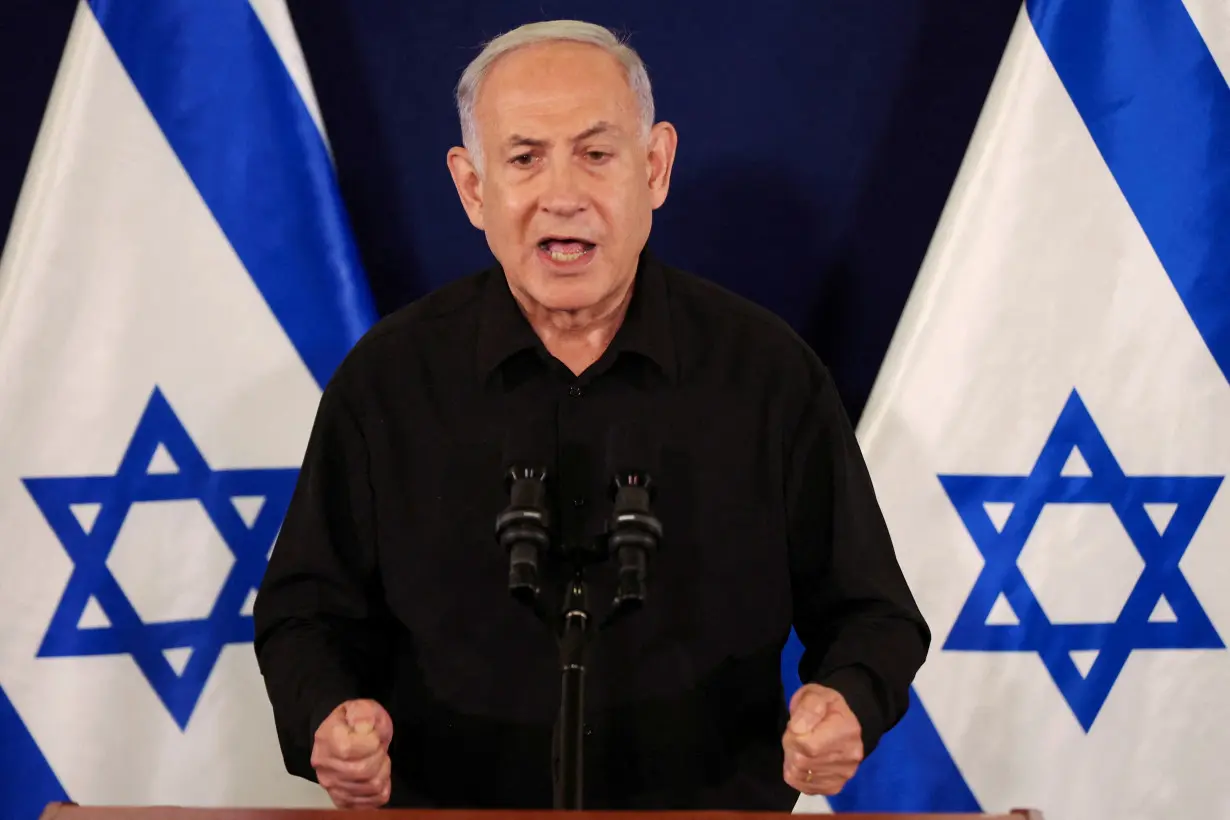 Israeli Prime Minister Netanyahu holds a press conference in Tel Aviv