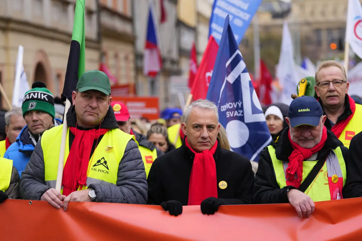 Czech labor unions stage a day of action in protest at spending cuts and taxes