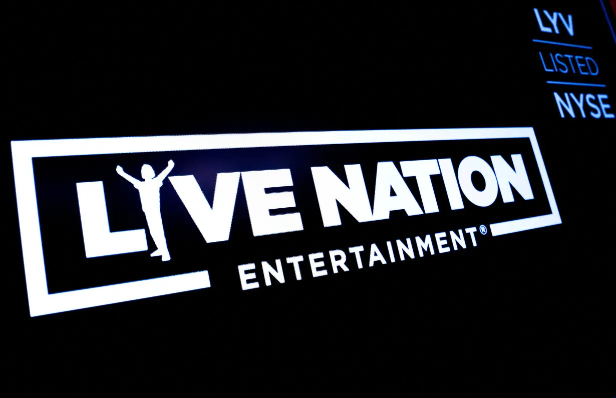 FILE PHOTO: The logo for Live Nation Entertainment is displayed on a screen on the floor at the NYSE in New York