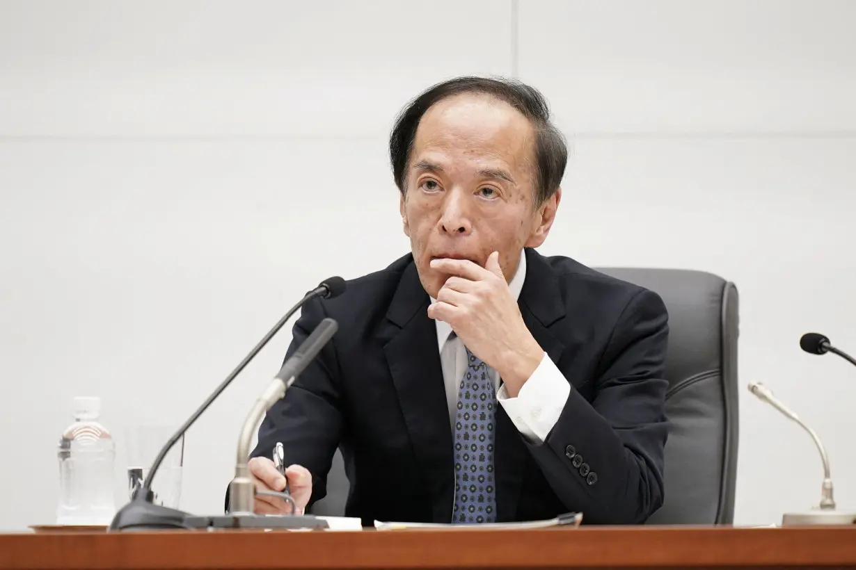 Bank of Japan Governor Ueda speaks at a press conference after its policy meeting in Tokyo