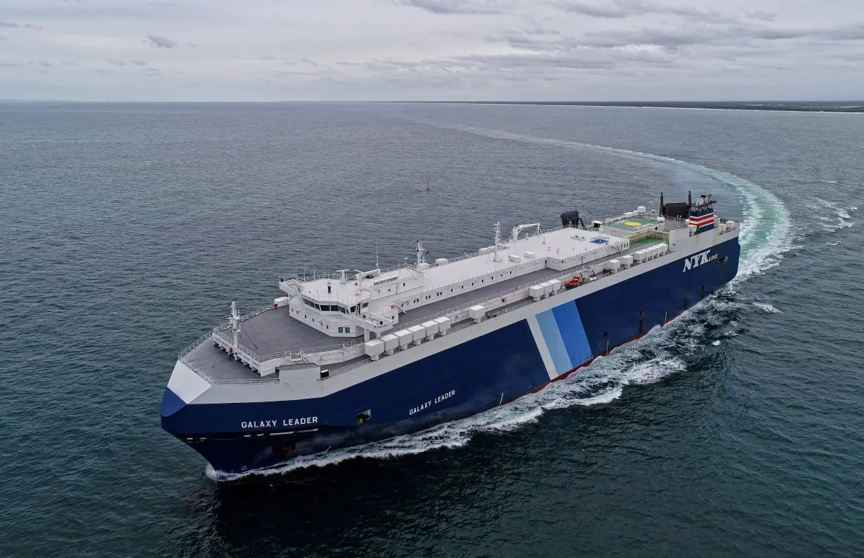 FILE PHOTO: A view of the British-owned and Japanese-operated cargo ship Galaxy Leader, near Queensland