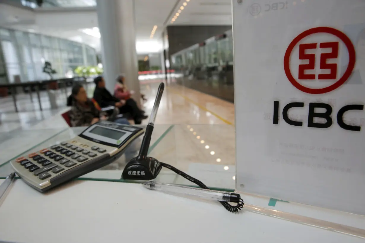 The logo of Industrial and Commercial Bank of China is seen at its branch at its headquarters in Beijing