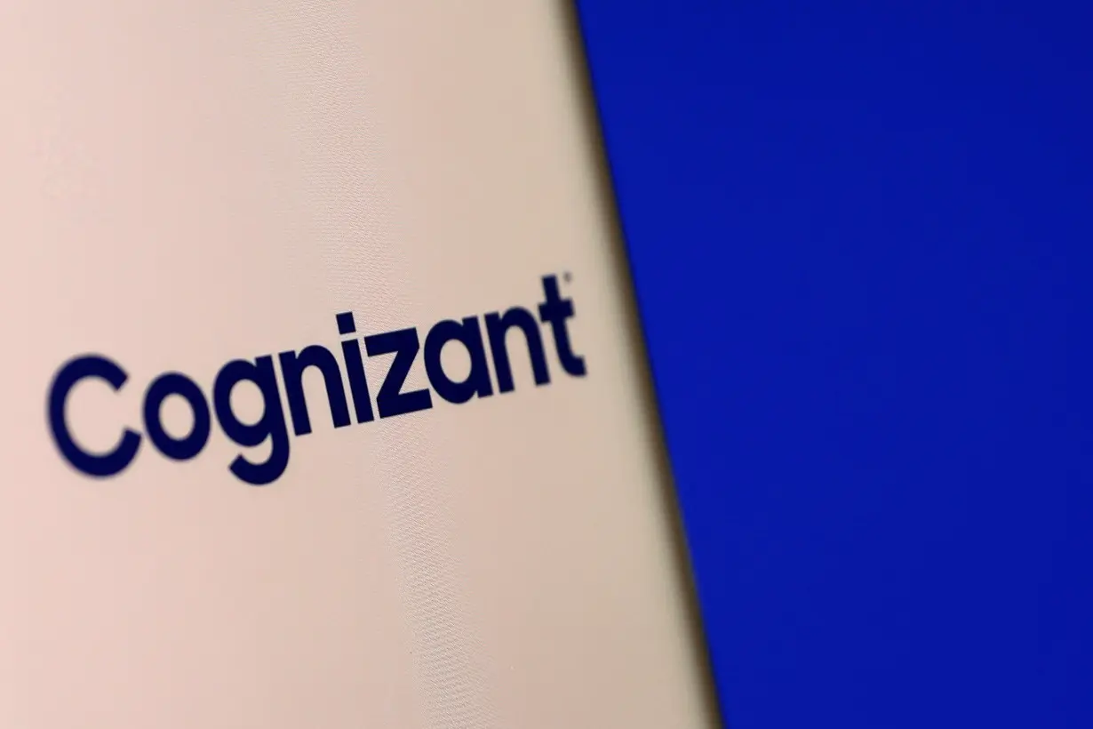 Illustration shows smartphone with Cognizant's logo displayed