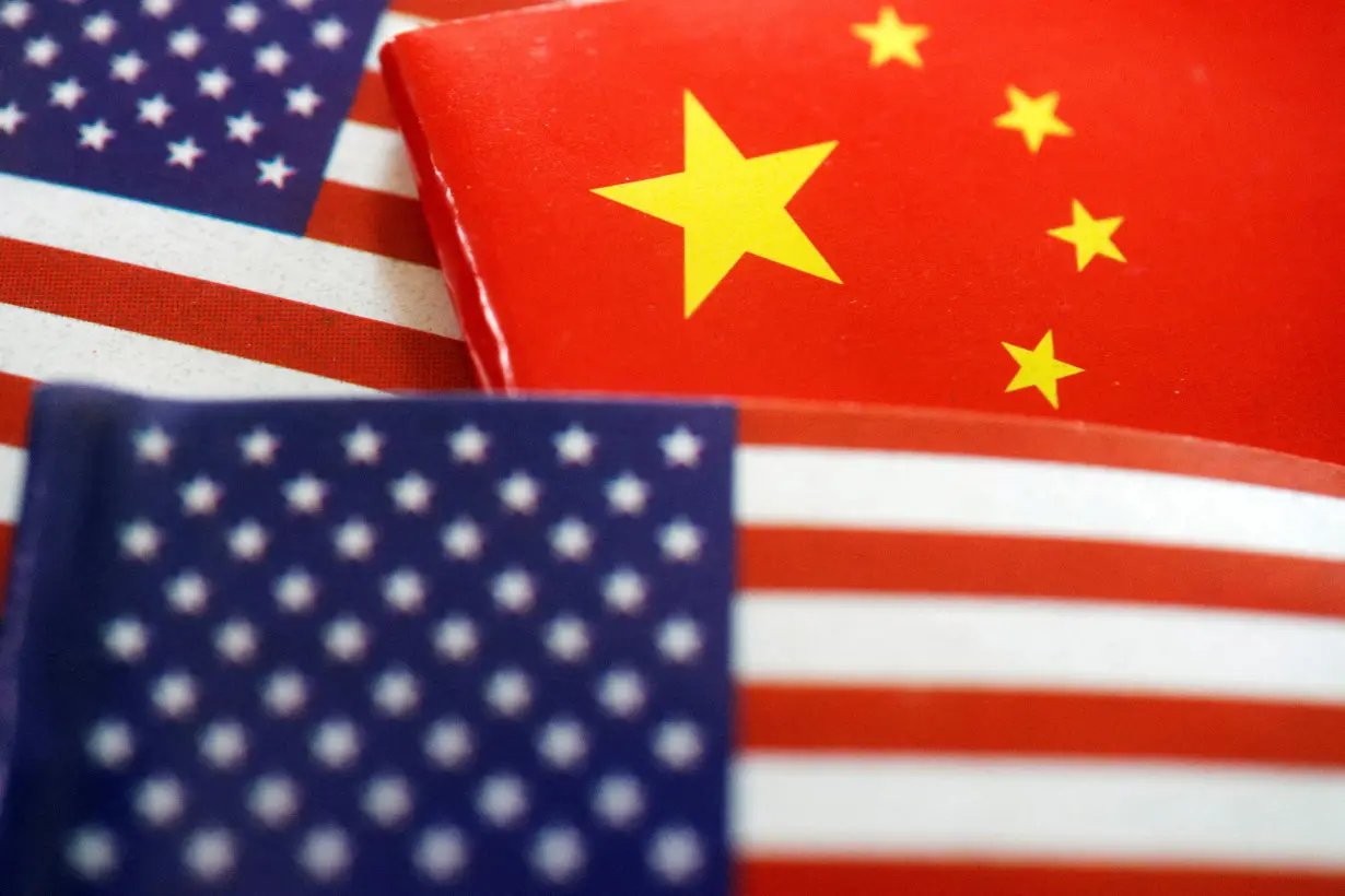 FILE PHOTO: Illustration picture of U.S. and Chinese flags