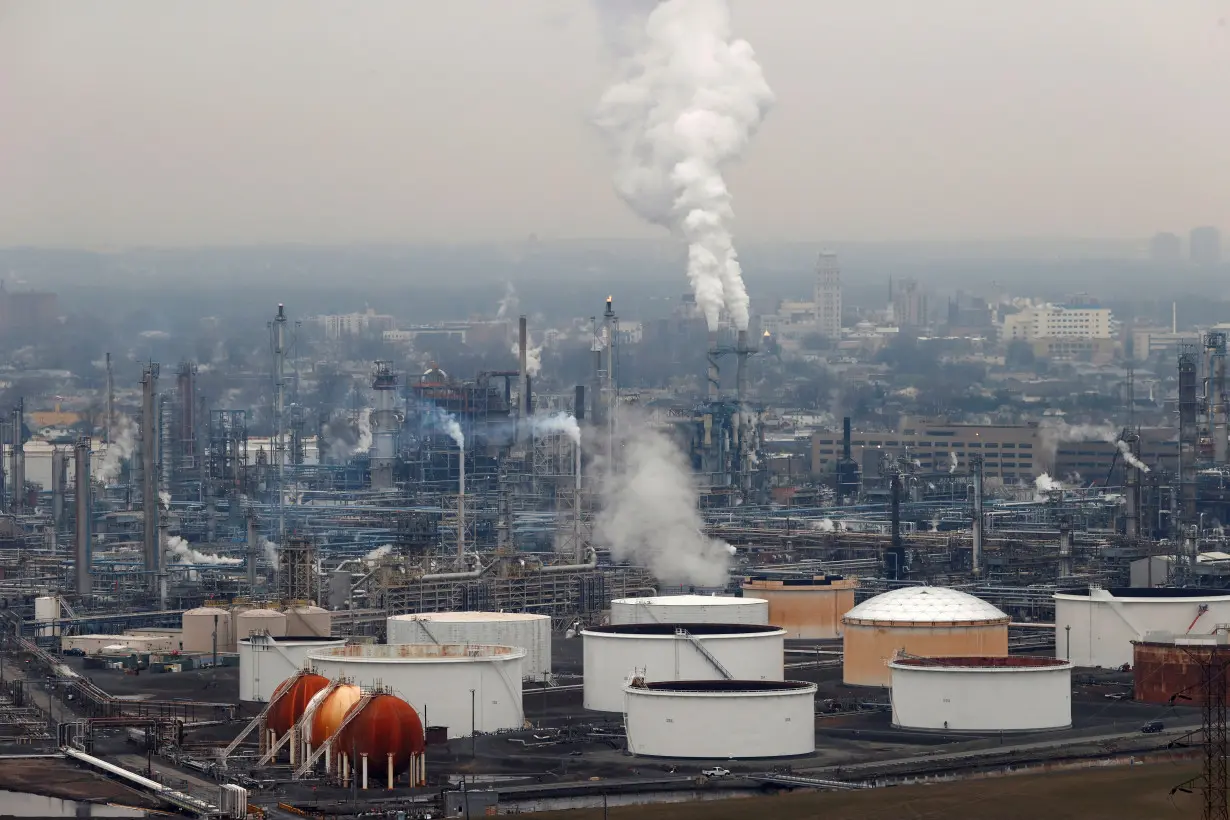 General view of oil tanks and the Bayway Refinery of Phillips 66 in Linden