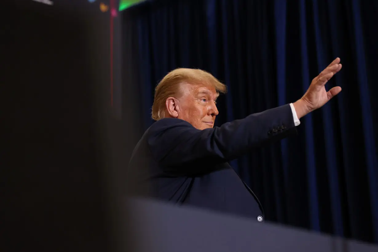 Republican presidential candidate and former U.S. President Trump attends a campaign event in Waterloo, Iowa