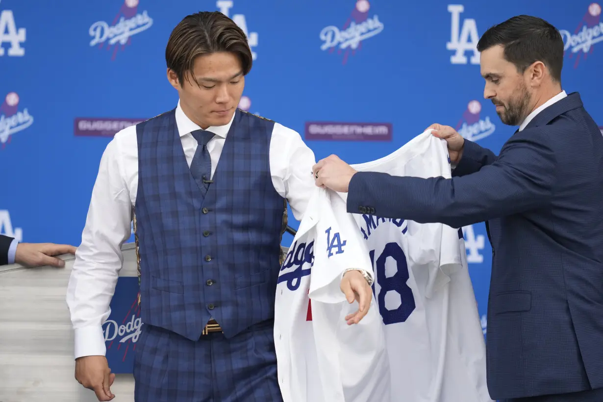 Yoshinobu Yamamoto joins the Los Angeles Dodgers, vows to compete for championships alongside Ohtani