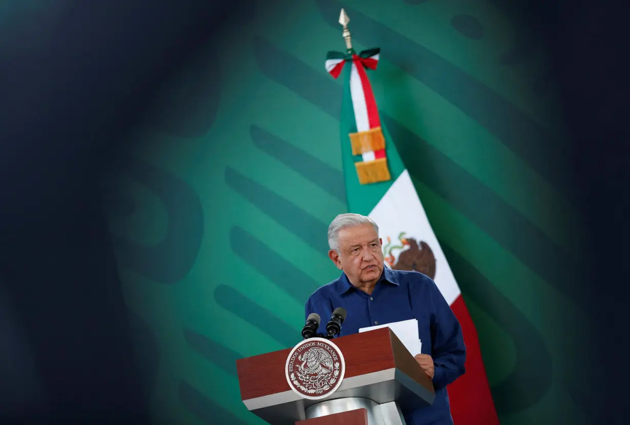 Mexico's President Andres Manuel Lopez Obrador attends his daily news conference, in Acapulco