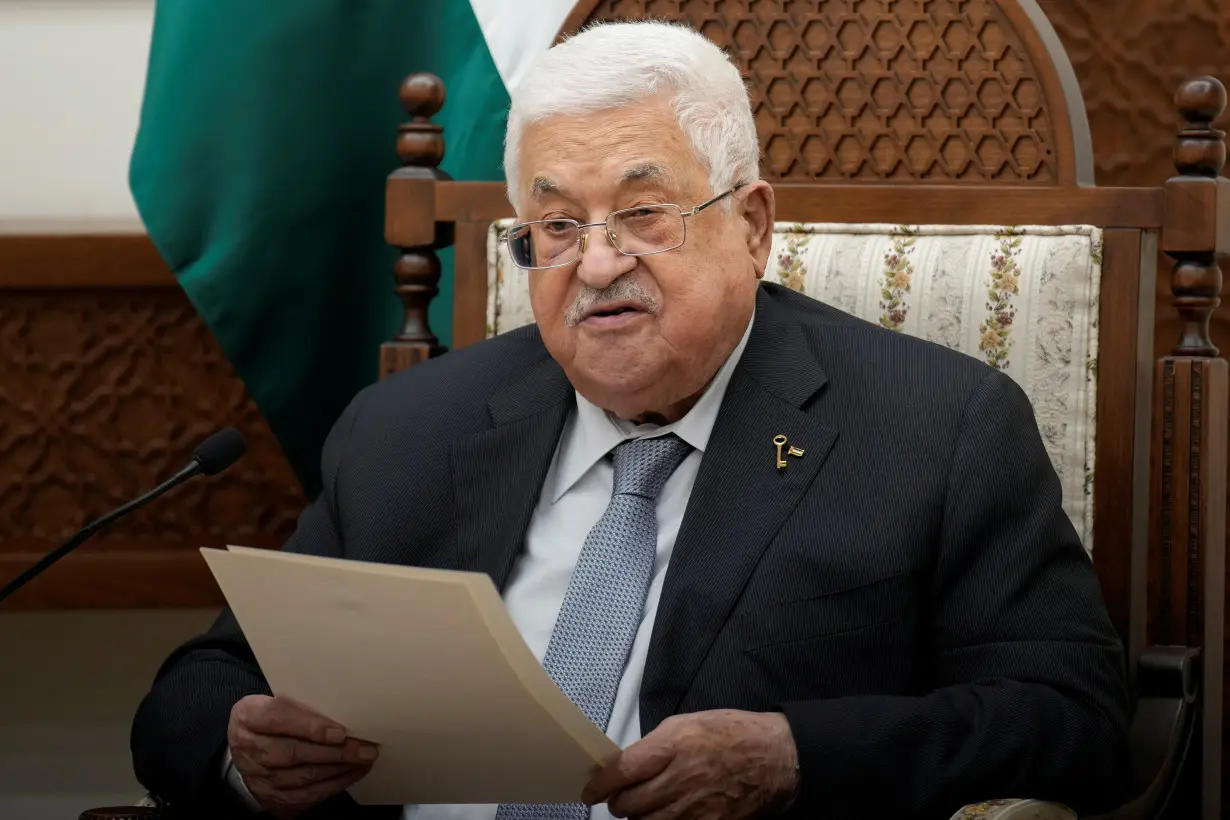 French President Macron meets with the Palestinian President Abbas, in Ramallah