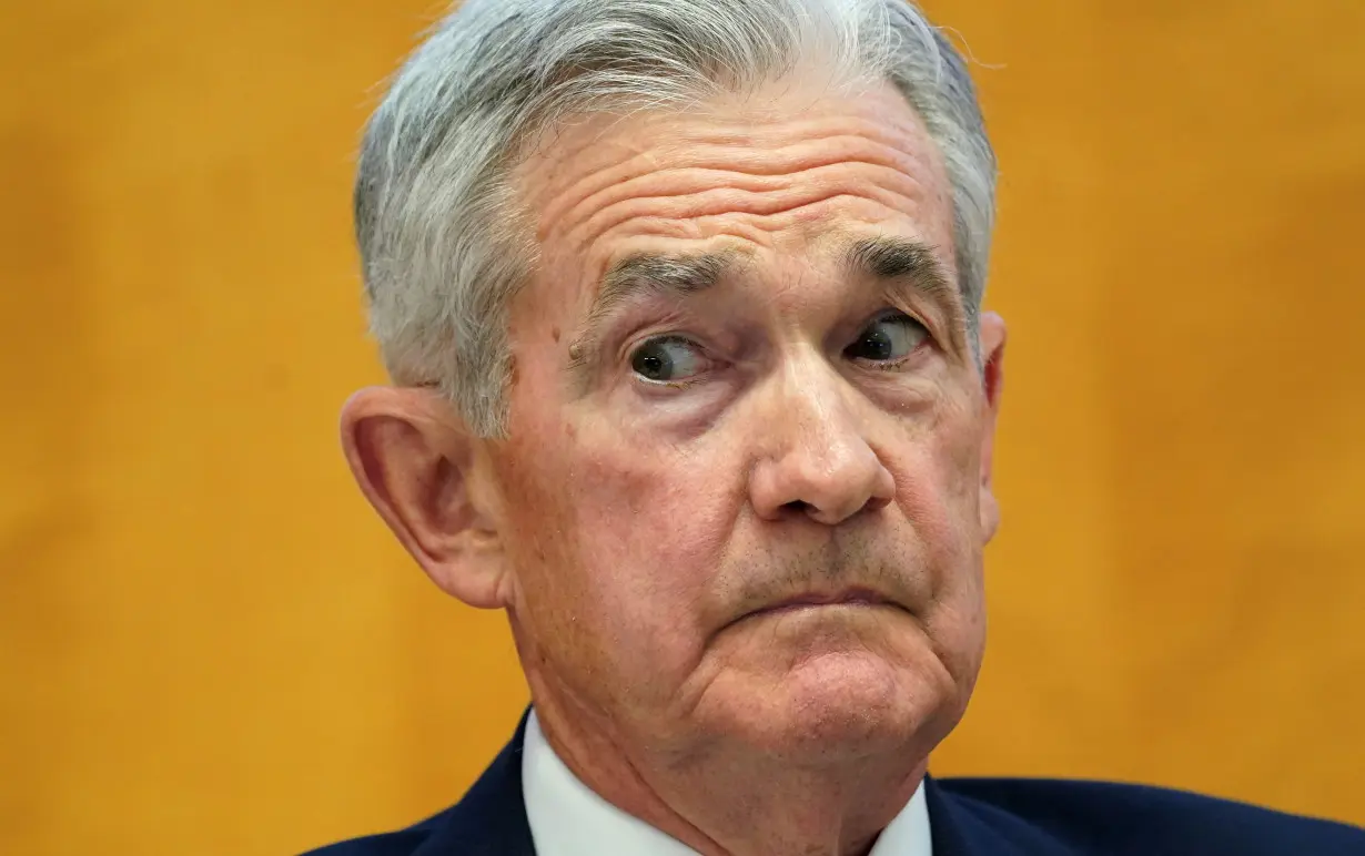 FILE PHOTO: Federal Reserve Chairman Jerome Powell speaks at IMF annual research conference in Washington