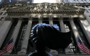 New York Stock Exchange (NYSE) building after the start of Thursday's trading session in New York