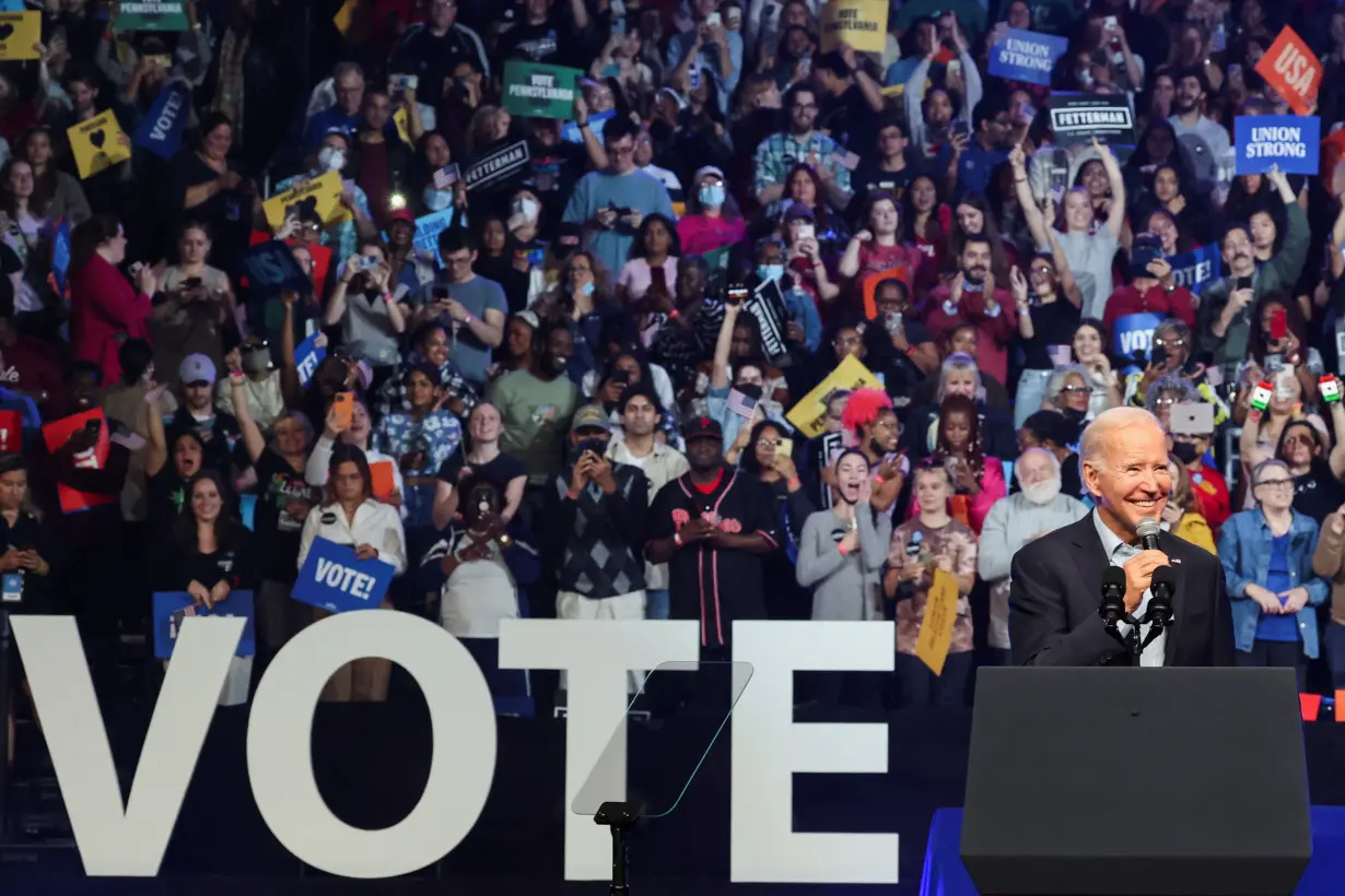 U.S. President Joe Biden campaigns ahead of midterm elections, in Pennsylvania