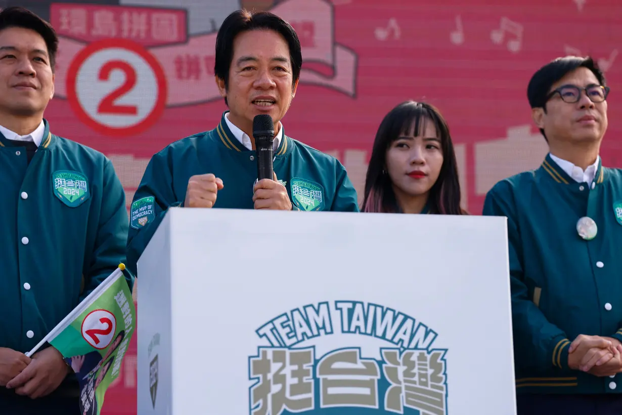 Lai Ching-te, Taiwan's vice president and the ruling Democratic Progressive Party's (DPP) presidential candidate makes a speech