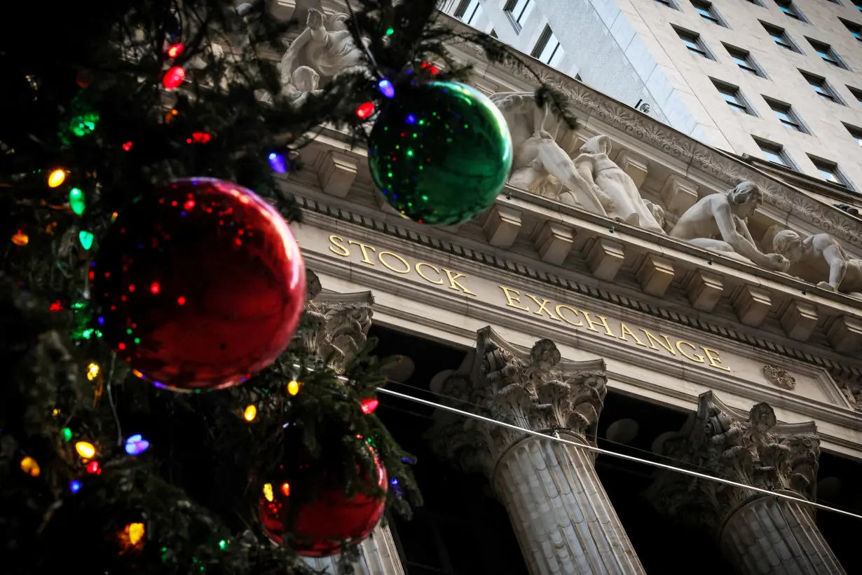 FILE PHOTO: A Christmas tree is seen outside of the NYSE in New York