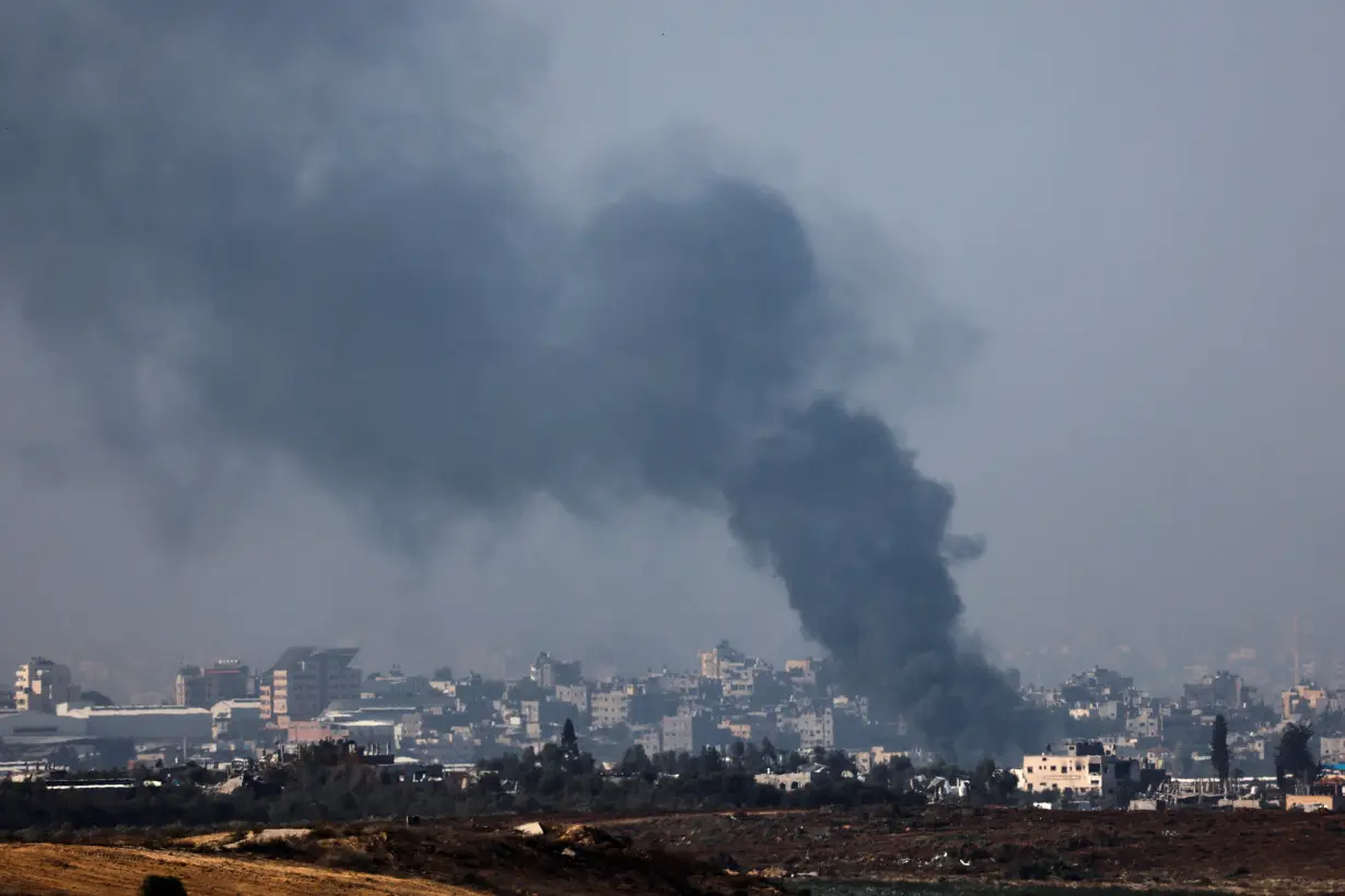 Smoke over Gaza as seen from Israel's border