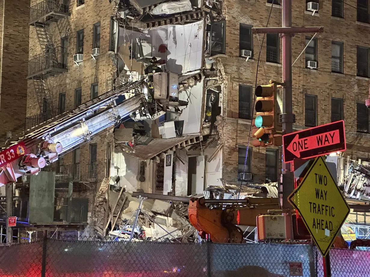 No victims found in huge debris pile after corner of Bronx apartment building collapses