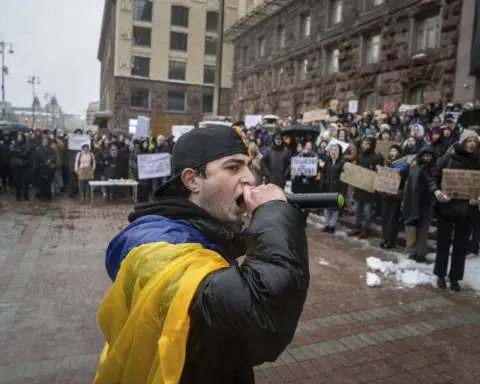 Kyiv protesters demand more spending on Ukraine's war effort and less on local projects