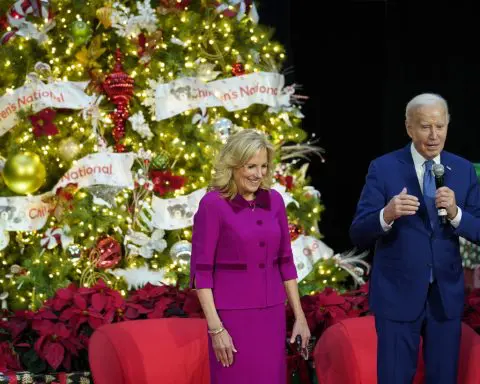 Bidens make traditional pre-Christmas visit to children's hospital