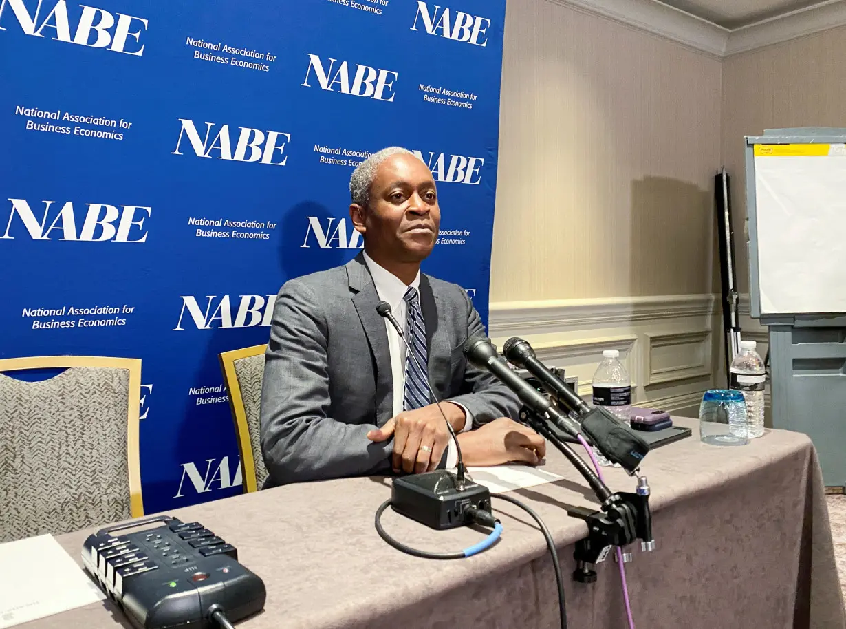 FILE PHOTO: Atlanta Federal Reserve President Raphael Bostic speaks to reporters in Washington