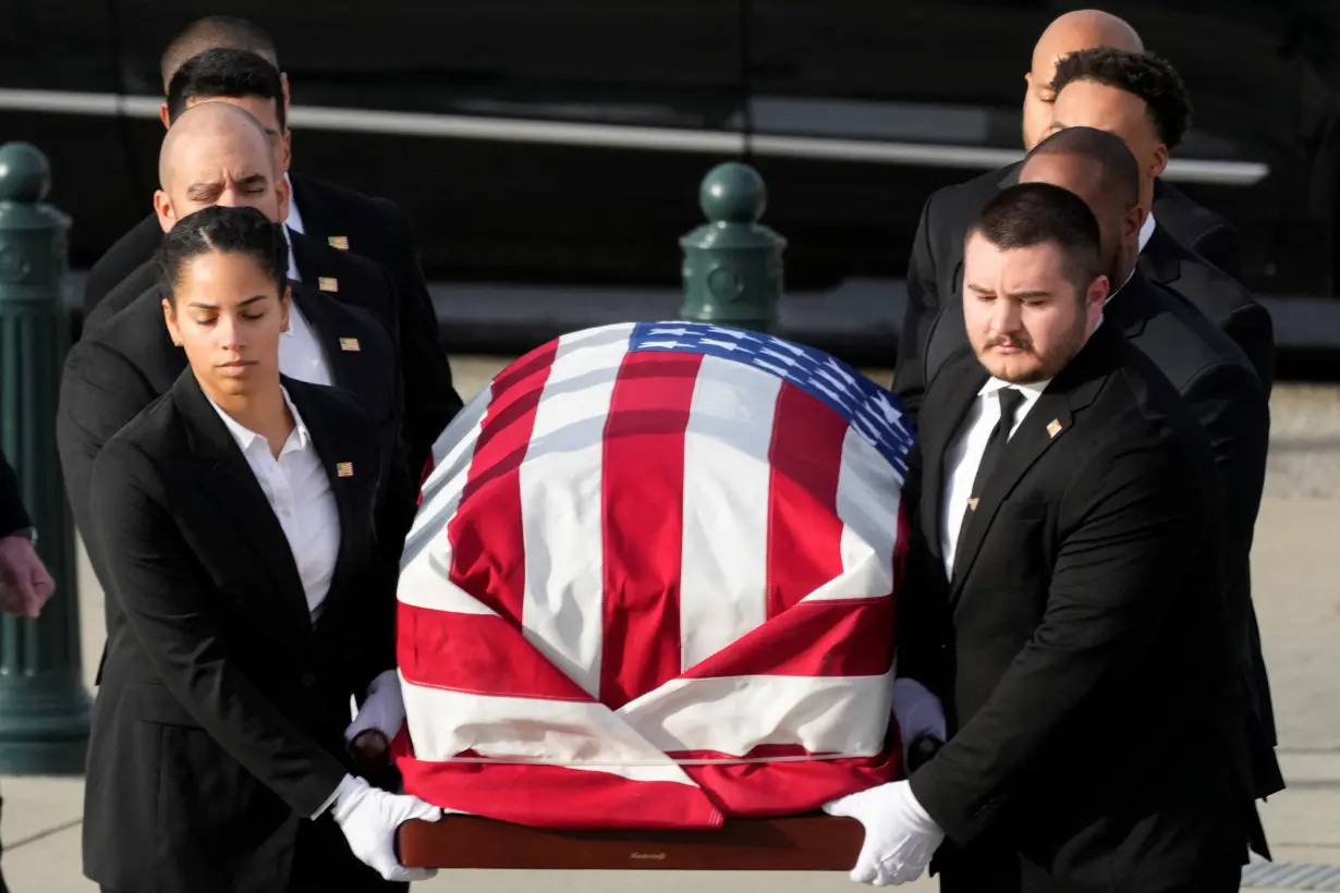 Arrival of the casket of retired Supreme Court Justice Sandra Day O'Connor at the Supreme Court in Washington