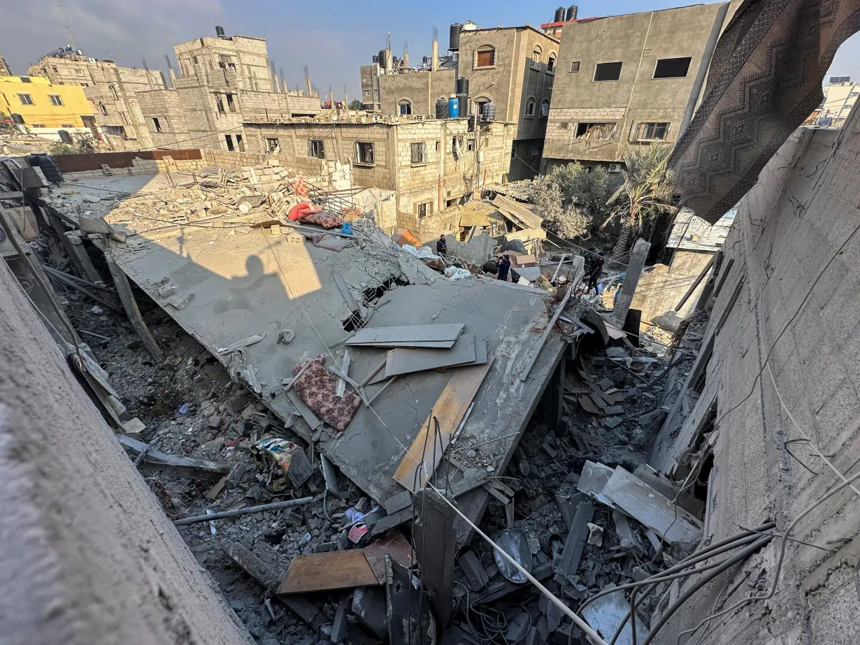 Site of an Israeli strike on a house in Khan Younis in the southern Gaza Strip