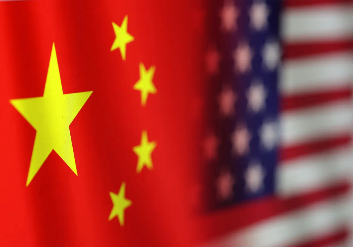 FILE PHOTO: Illustration shows U.S. and Chinese flags