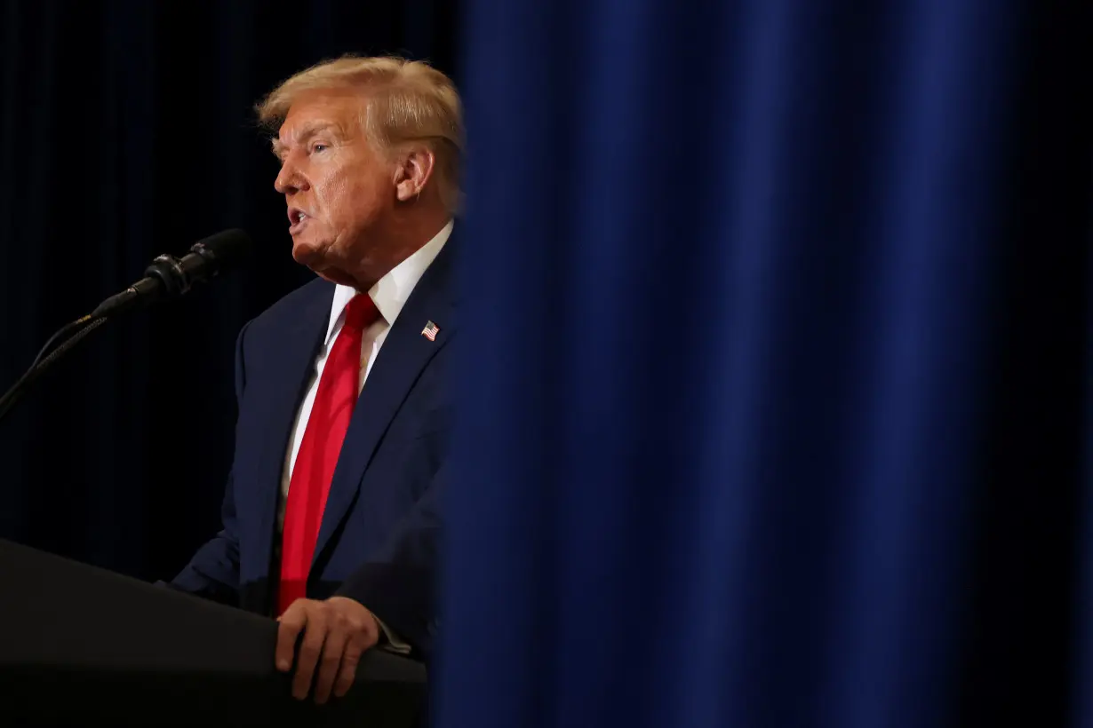 Republican presidential candidate and former U.S. President Trump attends a campaign event in Waterloo, Iowa