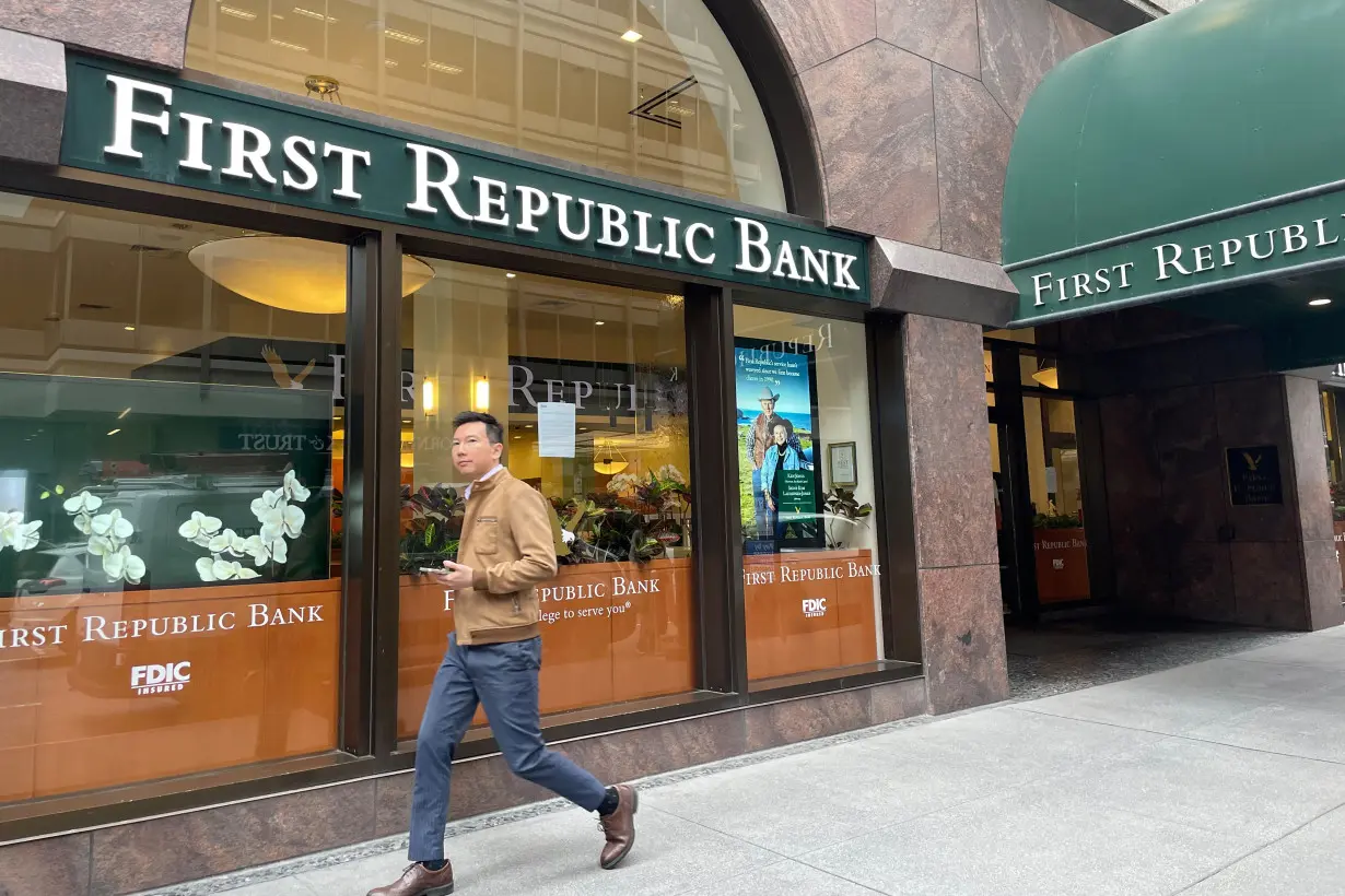 A branch of First Republic Bank is seen after Jamie Dimon's JPMorgan Chase