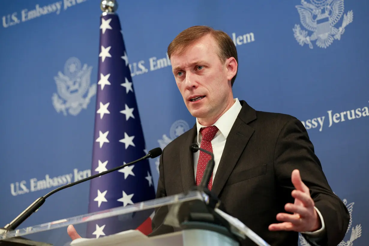 U.S. National Security Advisor Jake Sullivan holds a press briefing in Tel Aviv