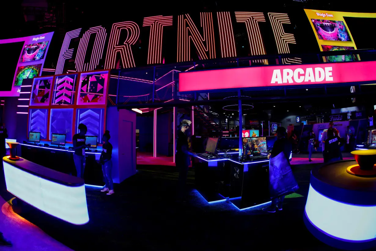 FILE PHOTO: Epic Games booth for the game Fortnite is shown at E3, the annual video games expo revealing the latest in gaming software and hardware in Los Angeles