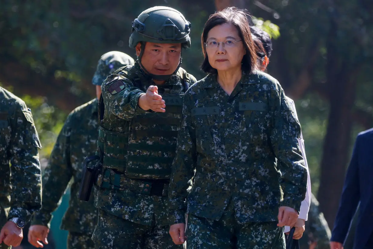 FILE PHOTO: Taiwan's President Tsai Ing-wen listens to a briefing at a military camp