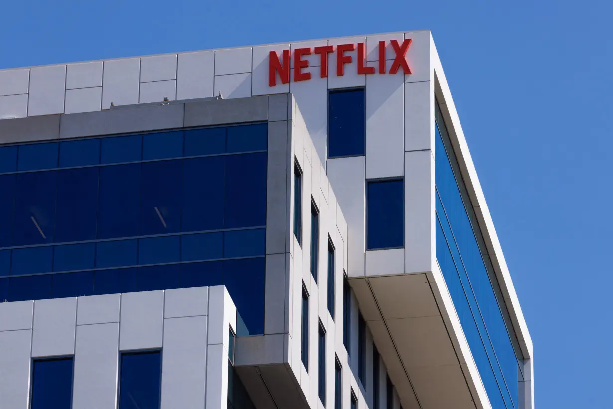 FILE PHOTO: Netflix logo shown on building in Los Angeles