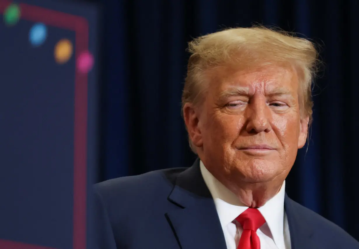 Republican presidential candidate and former U.S. President Trump attends a campaign event in Waterloo, Iowa