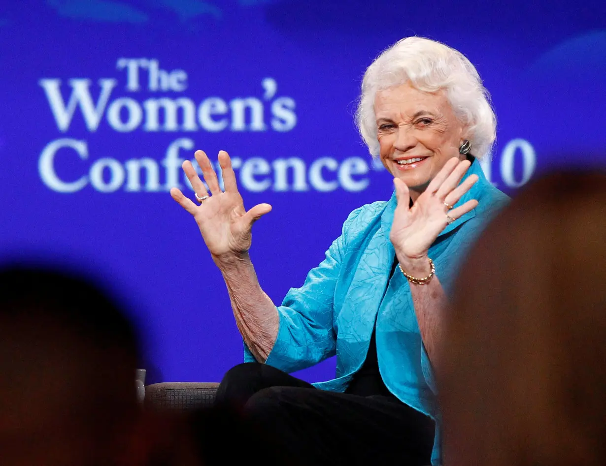 FILE PHOTO: Retired Supreme Court Justice Sandra Day O'Connor speaks during the lunch session of The Women's Conference in Long Beach