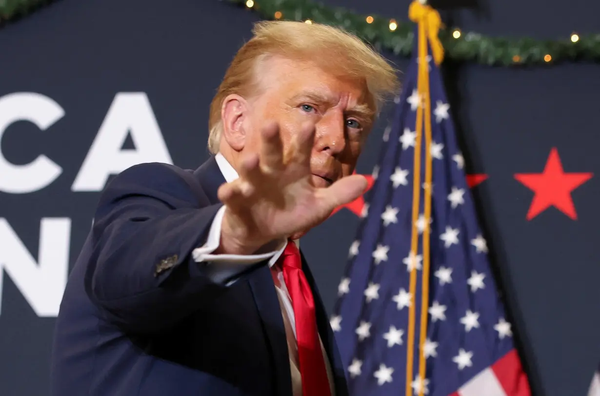 Republican presidential candidate and former U.S. President Trump attends a campaign event in Waterloo, Iowa