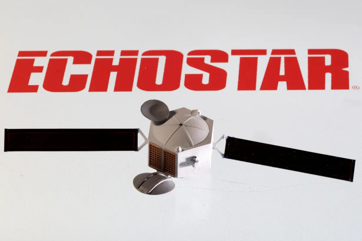 Picture illustration of EchoStar logo and satellite model