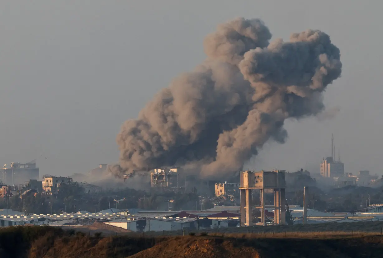 Smoke rises over Gaza, as seen from southern Israel